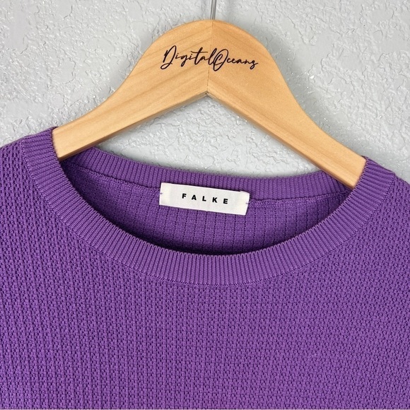 Falke Organic Cotton Textured Knit Sweater, Lavender Purple S – Crew Neck, Prep - Picture 4 of 9
